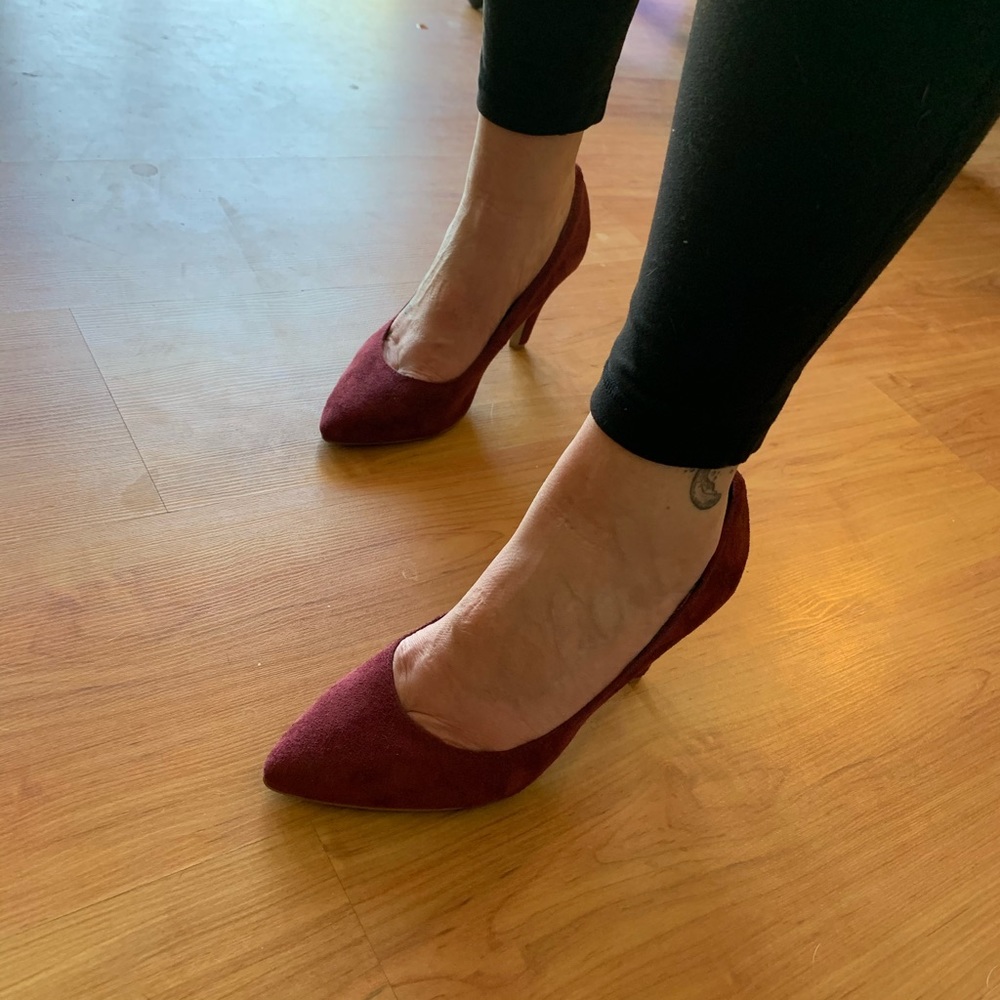Burgundy suede heels
